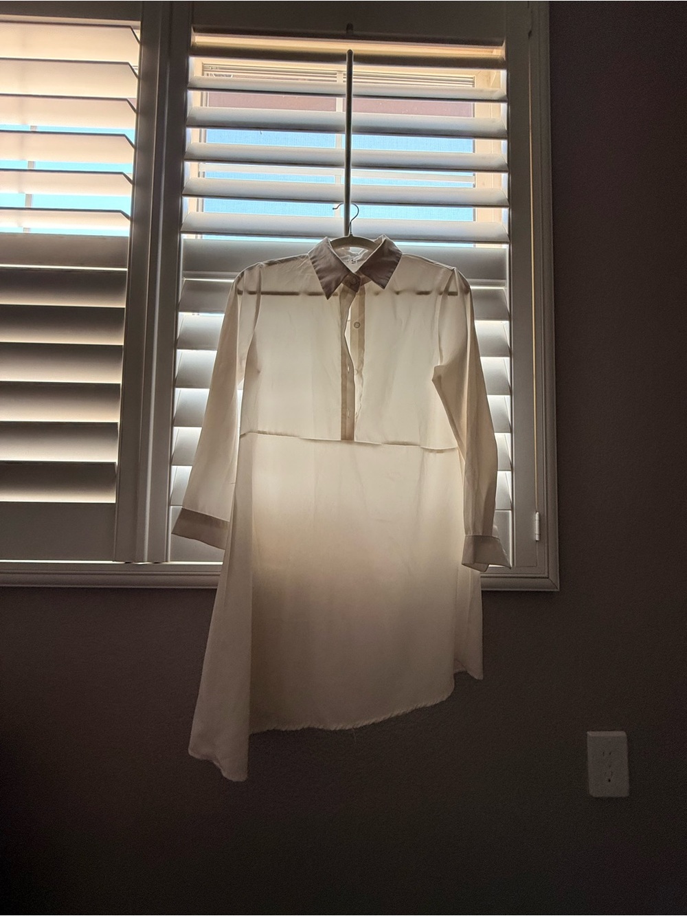 Sheer Ivory Button-Up Tunic Dress